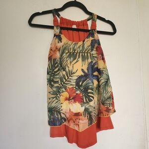 Orange tropical tank top size medium